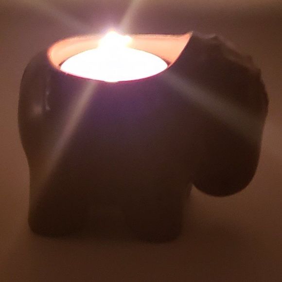 Partylite Vintage Porcelain Brown Elephant Votive Candle Holder - Picture 2 of 16